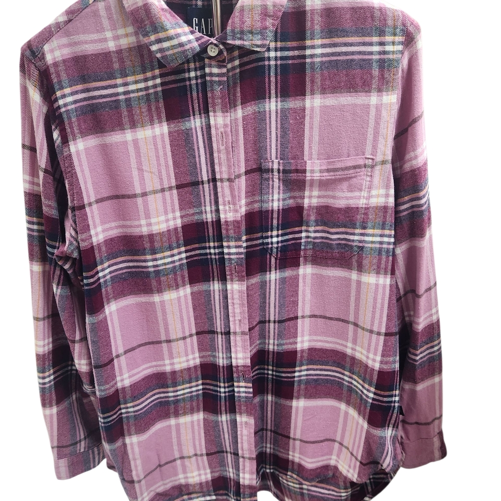 GAP womens Casual Plaid Shirt - Pink and Purple